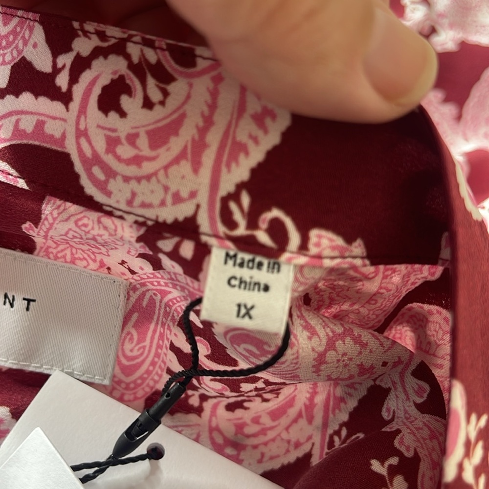 Equipment Femme 100% Silk Button Down Blouse Cherine with Pocket Syrah Multi 1X - Picture 10 of 14